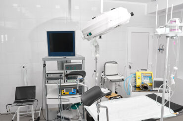 Gynecological room at the hospital Shot of a gynecological room with chair for medical examinations and equipment medicine feminine health profession clinical hospital examine concept.